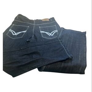 Blue Bootcut Jeans with Decorative Stitching